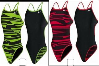 NIKE Slash2O shadow Swim suit RED GREEN BLACK reversible 8 10 12 14 34 