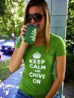 GREEN KCCO KOOZIE KEEP CALM AND CHIVE ON chivette new mens t shirt 