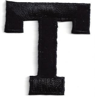 Black Iron On Block Letter   Letter T   1 3/4   Iron On Embroidered 