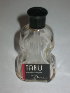 Vintage Mini Perfume Bottle Dana Tabu, Eau de Cologne   Open   1/2 FL 