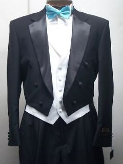 mens 3pc black tuxedo w tail size 42r new tux suit