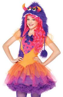 Teen Tween Junior Girls Purple Orange Cute Monster Halloween Costume