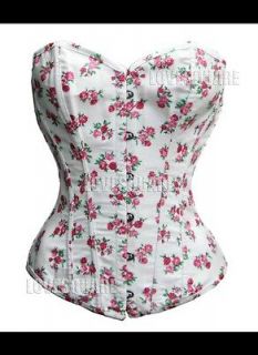 white pink floral denim basque corset thong s m l xl