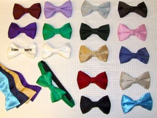 italian satin bow tie clip on banded or self tie pick your own style 