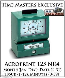 ACROPRINT 125 NR 4 EMPLOYEE TIME RECORDER PUNCH CLOCK BUILT TOUGH 