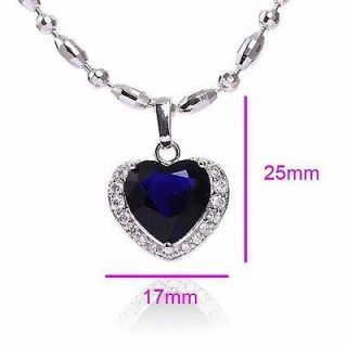 Titanic Heart Of The Ocean Necklace Pendant Blue Crystal CZ.P211