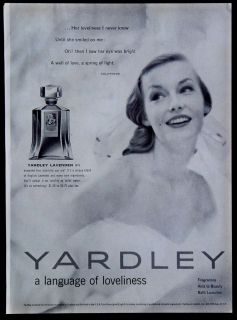 Vintage 1954 Yardley Lavender Toilet Water Cologne Magazine Ad