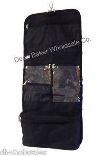 Black Hanging Cosmetic Case Toiletry Travel Roll Up Makeup Bag
