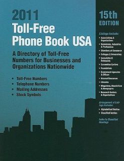 Toll Free Phone Book USA A Directory of Toll Free Numbers for 