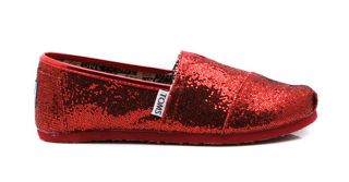 toms classic red glitter shoes youth womens all sizes