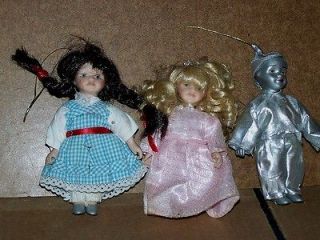  Three Wizard Of Oz Tiny Tots Dolls Ornaments Dorthy Tin Man Glinda