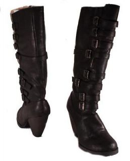 Blowfish Womens Arielle Black Relax PU Knee High Heeled Fashion Boots