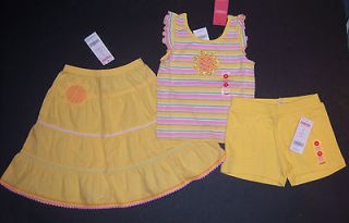 NWT Gymboree Sunflower Fields 3 3T Yellow Skirt Stripe Sequin Tank Top 
