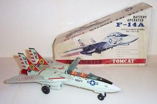   BATTERY OPERATED F 14A TOMCAT NAVY JET FIGHTER TIN LITHO TOY JAPAN