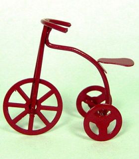 DOLLHOUSE MINIATURE BICYCLE TRICYCLE BIKE RED 3 WHEELER CLASSIC METAL 