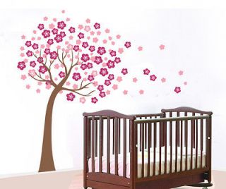 Giant Pink Cherry Blossom Flowers Tree Wall Stickers Art Mural Nursery 