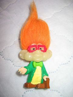 Troll Doll 2.5 1993 Burger King IQ Glow in the Dark Orange Hair Book 
