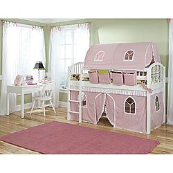 Girl Twin Size Loft Bed Tent Bed with Ladder, Pink NEW