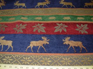 SOUTHWEST ELK BEAR~CHENILLE EMBROIDERED UPHOLSTERY FABRIC~FABRIC FOR 