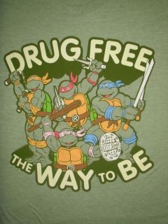 Teenage Mutant Ninja Turtle T Shirt Drug Free TMNT Tee 80s Retro Leo 