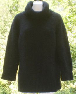 FLUFFY FURRY 40% ANGORA Sz XL Black Turtleneck Sweater SOFT