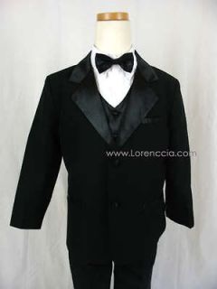 black tuxedo boys suit wedding size 10 or 20 new