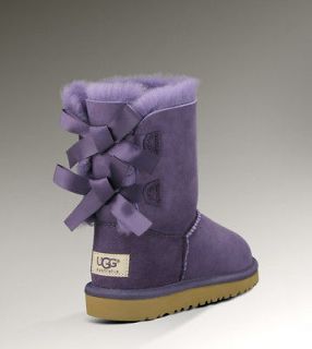 NIB UGG Bailey Bow Petunia Purple Uggs Boots Youth 5 Fits Woman 6 7 