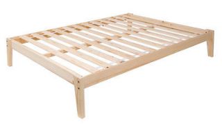 queen size pine wood platform bed frame unfinished new very