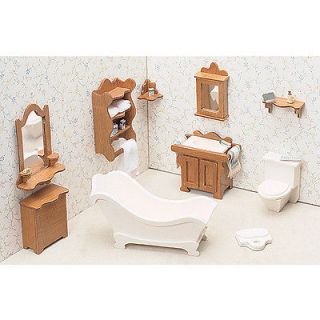 Newly listed Unfinished Wood Bathroom Dollhouse Furniture Kit 