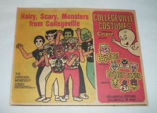 1981 halloween costumes ad universal monsters casper popeye looney 