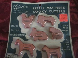   Doll Size Miniature Coppertone Aluminum Little Mothers Cooky Cutters