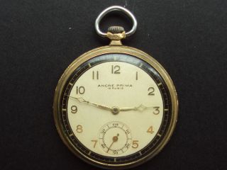 VINTAGE SWISS MADE ANCRE PRIMA GOLD PLATED POCKET WATCH,GREAT