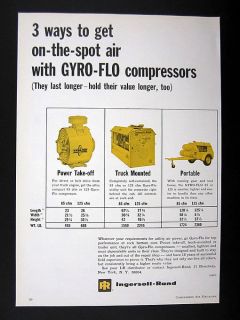 Ingersoll Rand Gyro Flo Air Compressors 3 Types 1965 print Ad 