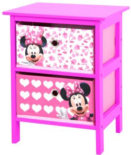 Minnie Mouse 2 Drawer Pink and White Bedroom Storage Unit by Disney 