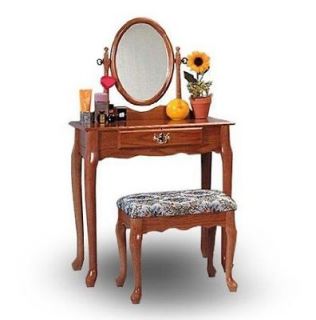 wood constructed vanity table set great for home use time