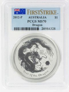 2012 AUSTRALIA FIRST STRIKE LUNAR DRAGON $1 ONE DOLLAR SILVER 1oz COIN 