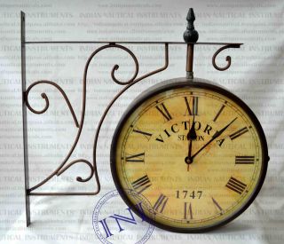 new 8 railway station double sided metal wall clock from