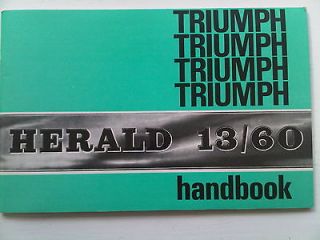 triumph herald 13 60 owners handbook manual from united kingdom