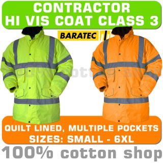 Baratec Hi Viz Vis Visibility Mens Yellow Orange CONTRACTOR Jacket 
