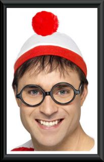 WHERES WALLY HAT, WHERES WENDA HAT, WALDO RED AND WHITE BOBBLE HAT