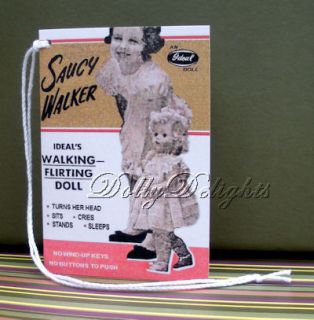 ideal saucy walker wrist hang tag 1950 s 1 tag