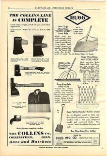 1935 ad collins axe hatchets bush hooks myers water pumps