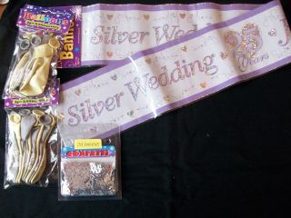 25th SILVER WEDDING ANNIVERSARY PARTY PACK Banner Balloons Foiletti