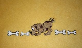   DOG BLANKET name PET CAT yellow 20x 28 Embroidered Dog & 4 bones