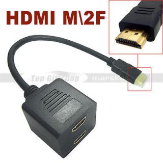   Male To 2 way HDMI Female M/F Splitter Adapter Cable Converter HDTV