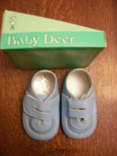 vintage blue baby deer infant crawler shoes size 1 new