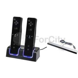   Remote Control Dual Charging Station+Wired Sensor Bar For Nintendo Wii