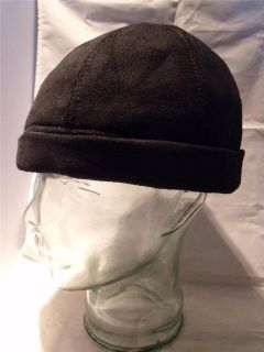 will smith i robot style black suede leather beanie cap