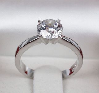 Wedding 18K White Gold GP Solitaire 1ct 4 claw Simulated Diamond Ring 