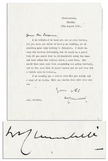 winston churchill typed letter signed to his secretary time left